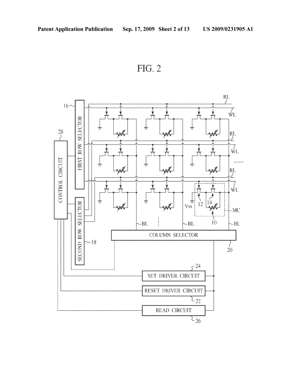 NONVOLATILE SEMICONDUCTOR MEMORY DEVICE, AND WRITING METHOD, READING METHOD AND ERASING METHOD OF NONVOLATILE SEMICONDUCTOR MEMORY DEVICE - diagram, schematic, and image 03