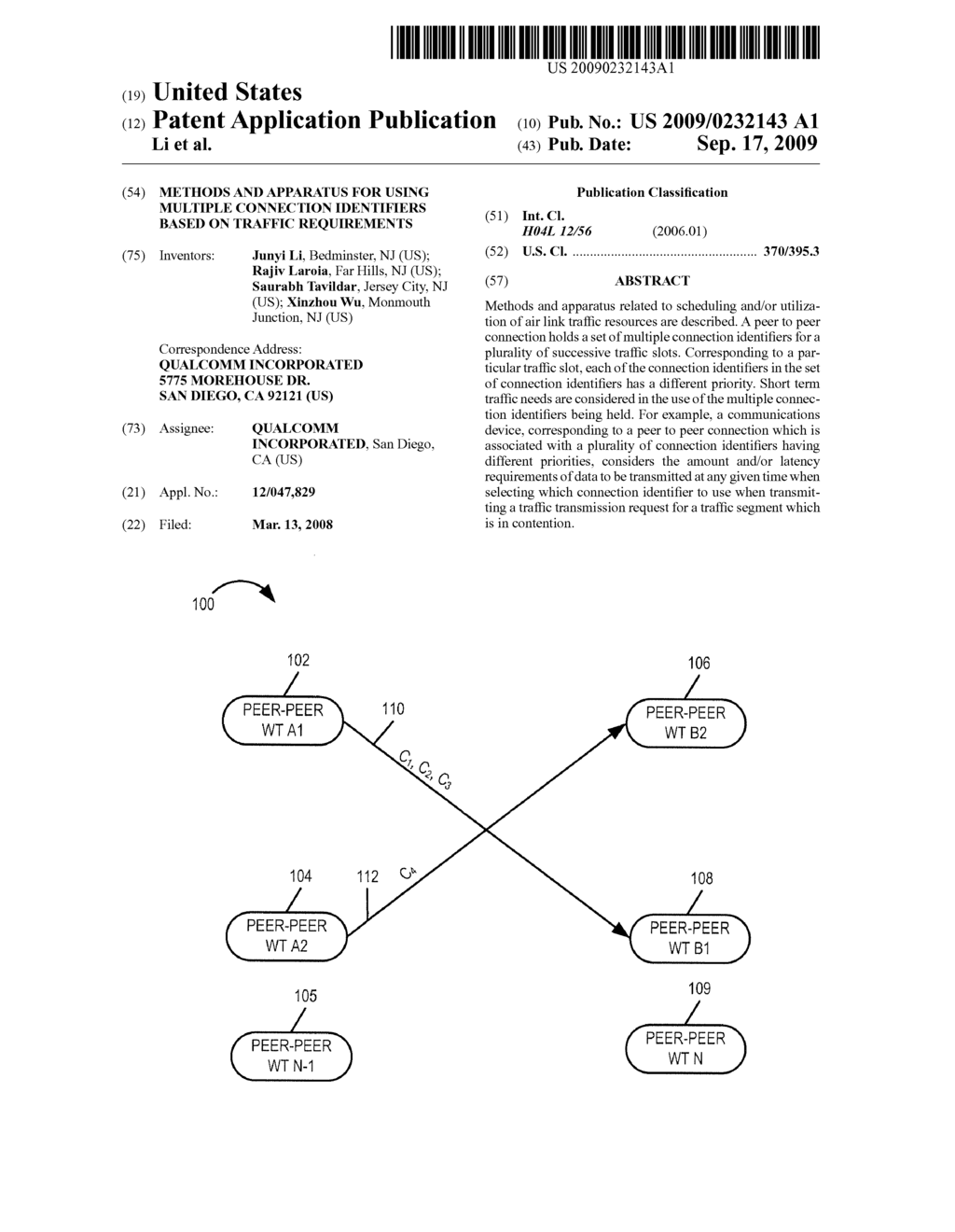 METHODS AND APPARATUS FOR USING MULTIPLE CONNECTION IDENTIFIERS BASED ON TRAFFIC REQUIREMENTS - diagram, schematic, and image 01