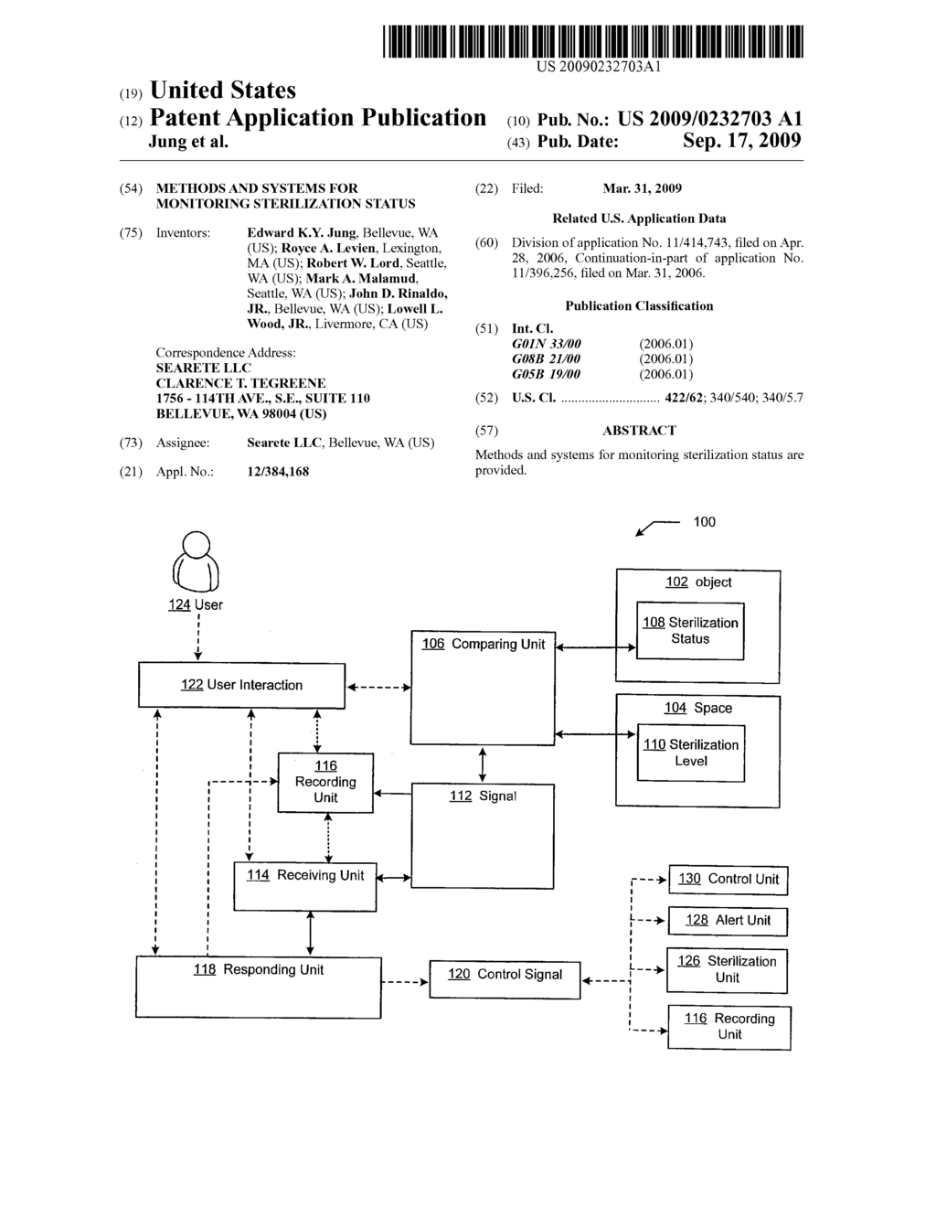 Methods and systems for monitoring sterilization status - diagram, schematic, and image 01