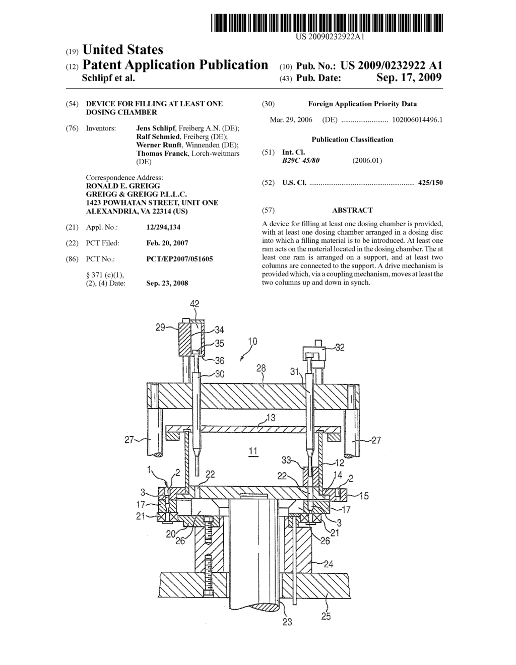 DEVICE FOR FILLING AT LEAST ONE DOSING CHAMBER - diagram, schematic, and image 01