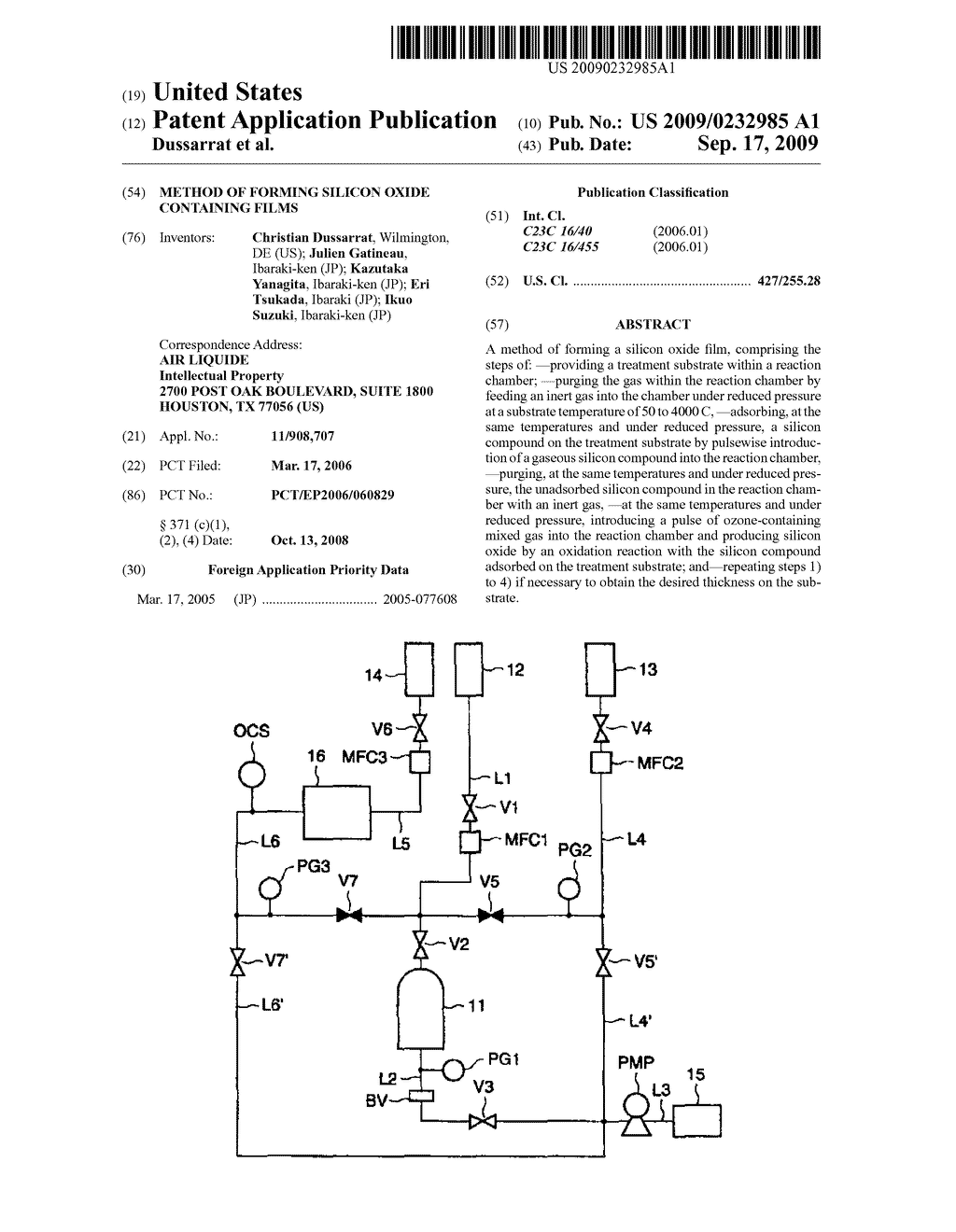 METHOD OF FORMING SILICON OXIDE CONTAINING FILMS - diagram, schematic, and image 01