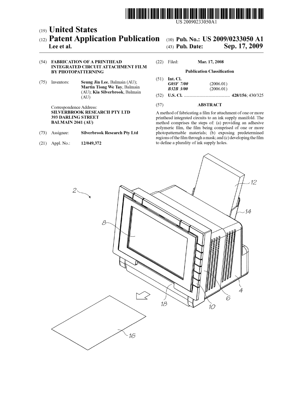 FABRICATION OF A PRINTHEAD INTEGRATED CIRCUIT ATTACHMENT FILM BY PHOTOPATTERNING - diagram, schematic, and image 01