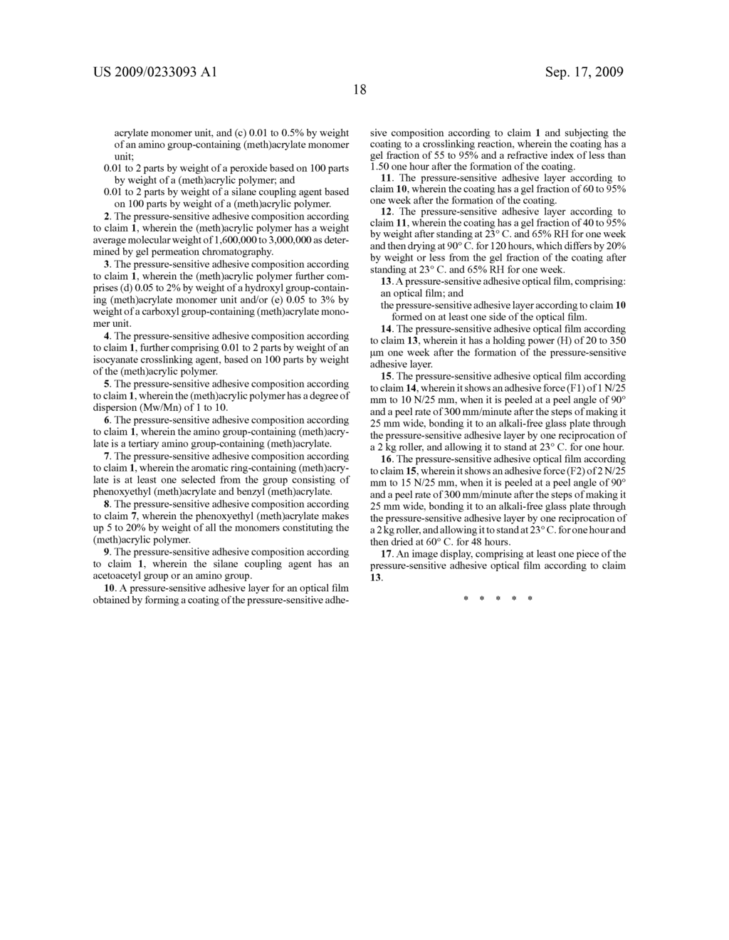 PRESSURE-SENSITIVE ADHESIVE COMPOSITION FOR OPTICAL FILMS, PRESSURE-SENSITIVE ADHESIVE OPTICAL FILM AND IMAGE DISPLAY - diagram, schematic, and image 19