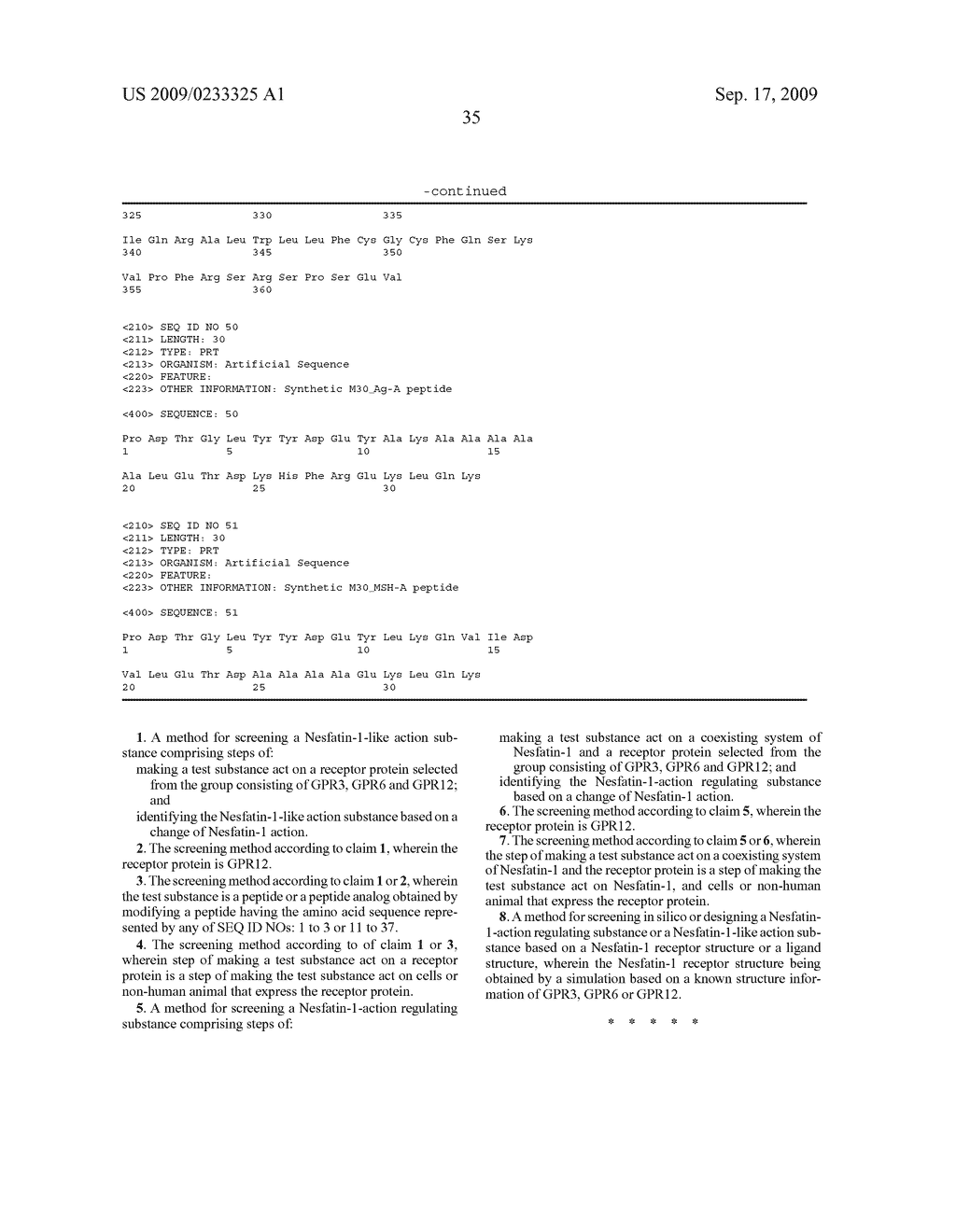 SCREENING METHOD OF NESFATIN-1-ACTION REGULATING SUBSTANCE OR NESFATIN-1-LIKE ACTION SUBSTANCE WITH THE USE OF RECEPTOR PROTEIN SELECTED FROM THE GROUP CONSISTING OF GPR3, GPR6 AND GPR12 - diagram, schematic, and image 41