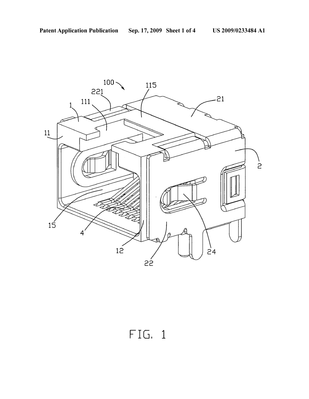 Electrical connector with improved shielding shell - diagram, schematic, and image 02