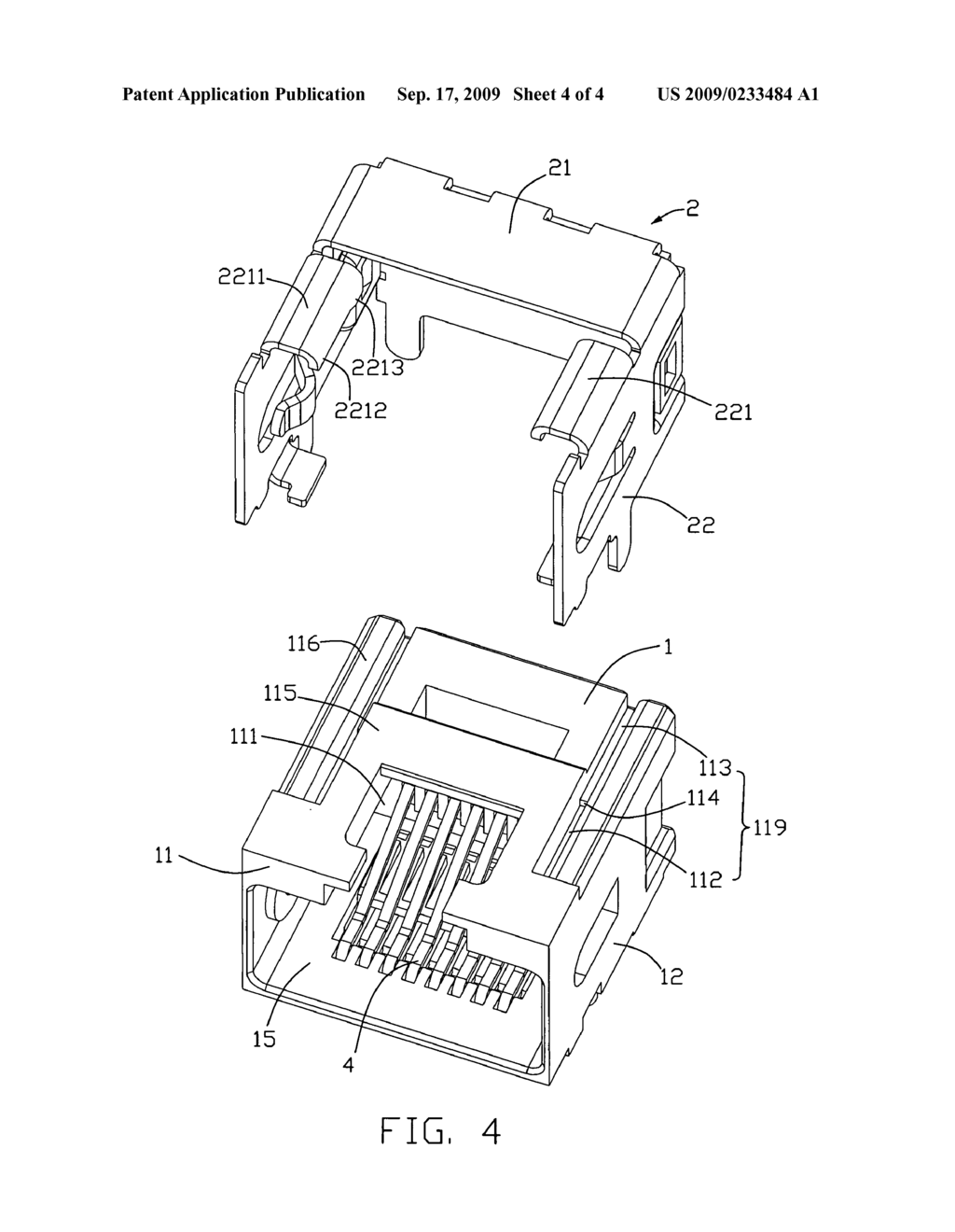 Electrical connector with improved shielding shell - diagram, schematic, and image 05