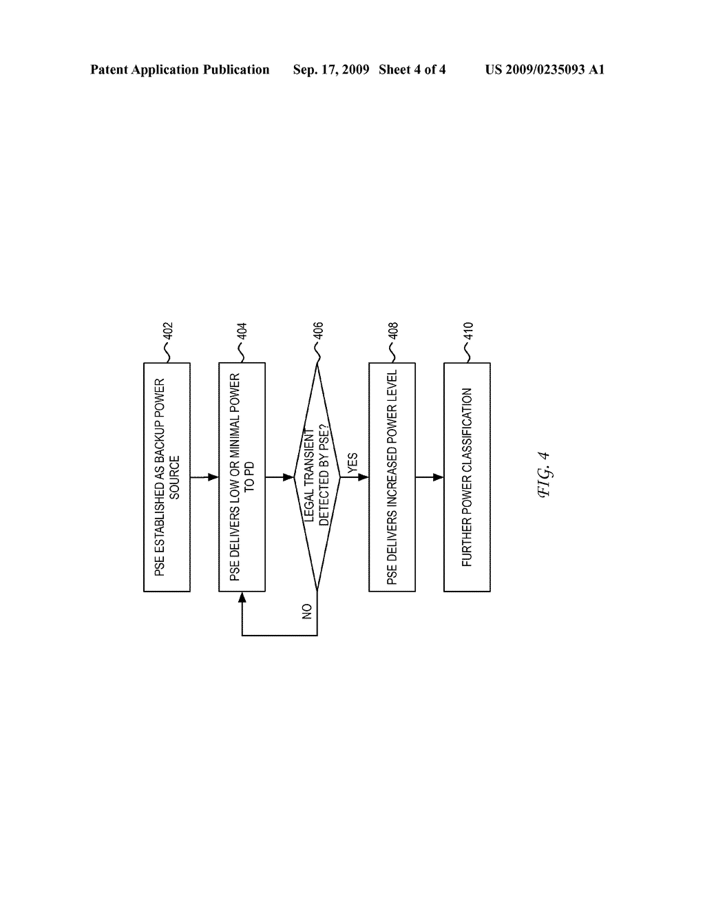 SYSTEM AND METHOD FOR POWER SOURCING EQUIPMENT DETECTION OF A POWERED DEVICE POWER FAILURE FOR POWER BACKUP - diagram, schematic, and image 05