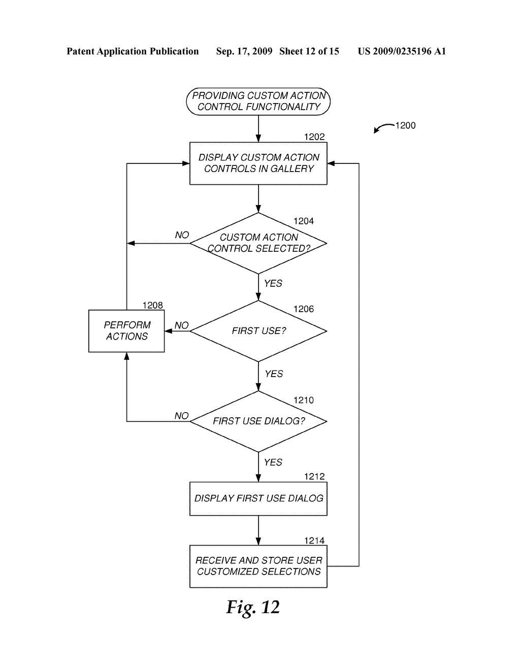 CUSTOMIZABLE CONTROLS PROVIDED BY A MESSAGING APPLICATION FOR PERFORMING SELECTED ACTIONS - diagram, schematic, and image 13