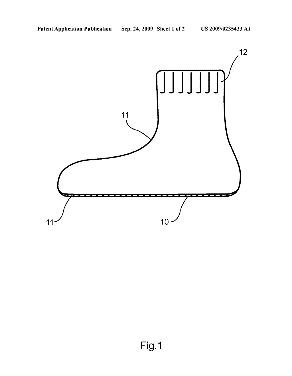 Disposable Sock with Liquid Impermeable Inner Sole - diagram, schematic, and image 02