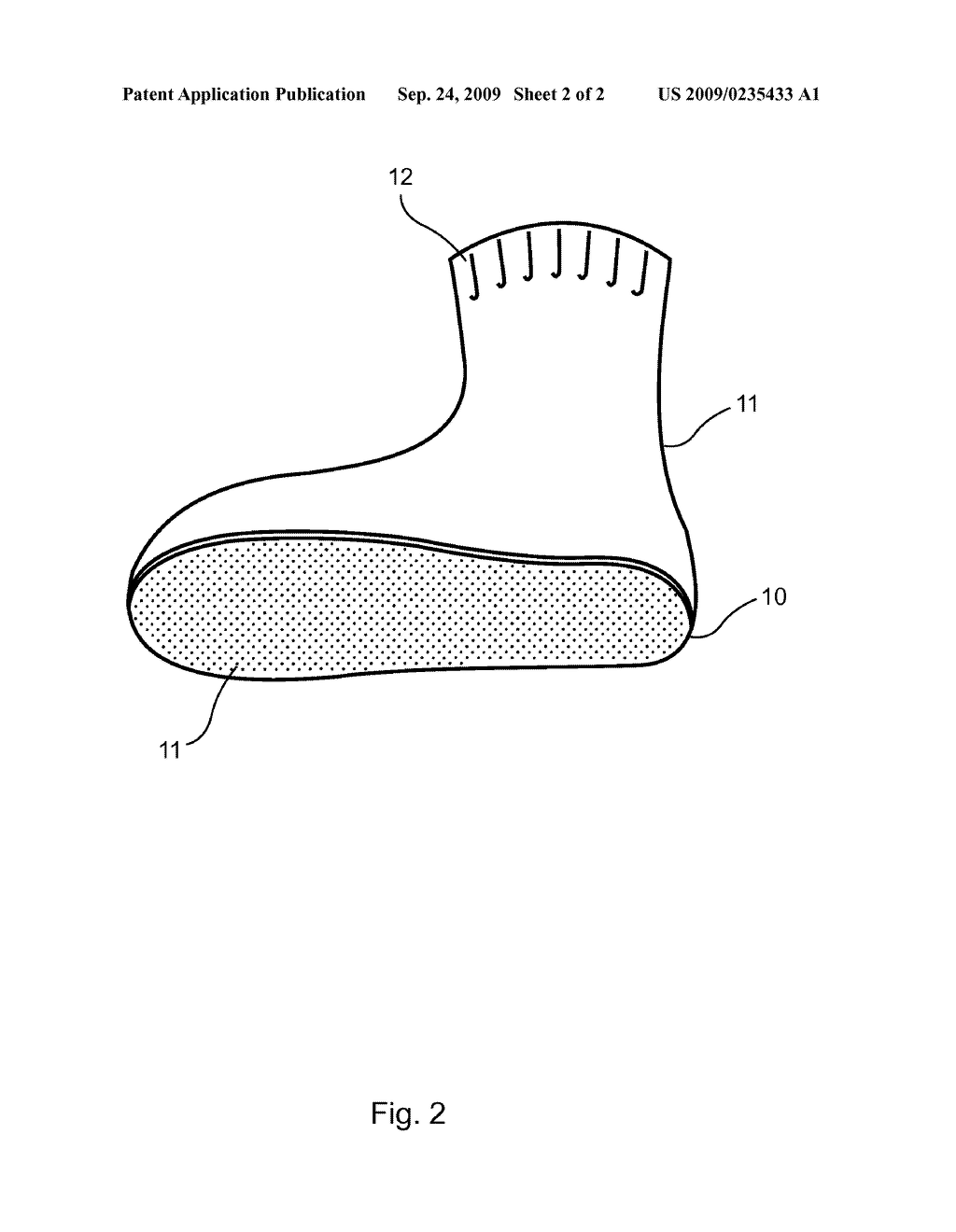 Disposable Sock with Liquid Impermeable Inner Sole - diagram, schematic, and image 03
