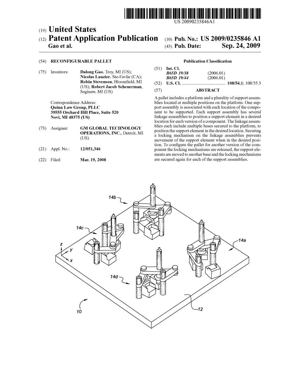 Reconfigurable pallet - diagram, schematic, and image 01