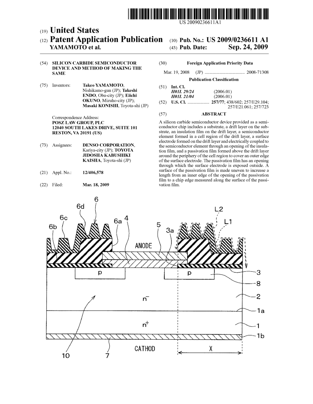 SILICON CARBIDE SEMICONDUCTOR DEVICE AND METHOD OF MAKING THE SAME - diagram, schematic, and image 01