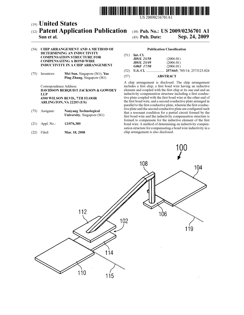 Chip arrangement and a method of determining an inductivity compensation structure for compensating a bond wire inductivity in a chip arrangement - diagram, schematic, and image 01