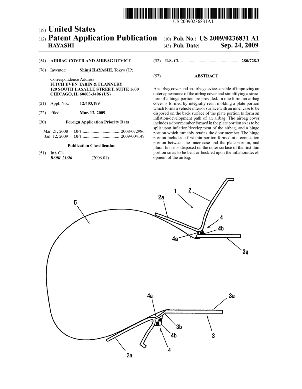 AIRBAG COVER AND AIRBAG DEVICE - diagram, schematic, and image 01