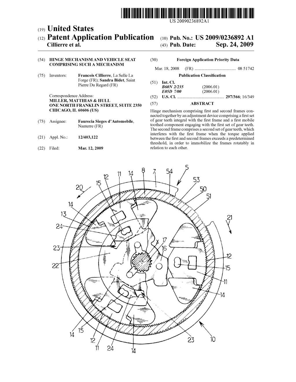 Hinge Mechanism and Vehicle Seat Comprising Such a Mechanism - diagram, schematic, and image 01