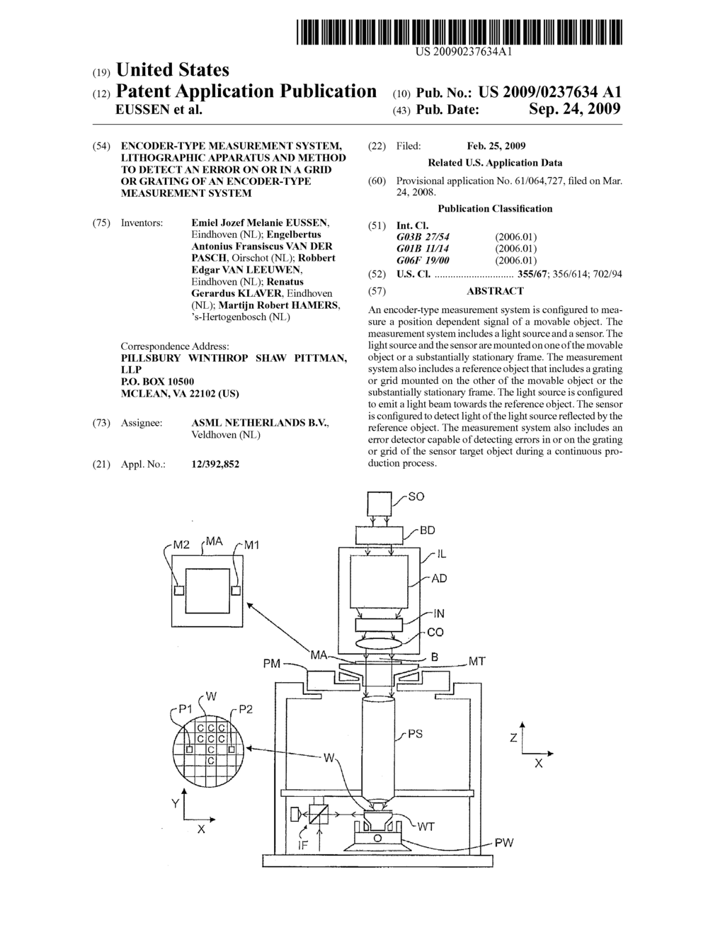 ENCODER-TYPE MEASUREMENT SYSTEM, LITHOGRAPHIC APPARATUS AND METHOD TO DETECT AN ERROR ON OR IN A GRID OR GRATING OF AN ENCODER-TYPE MEASUREMENT SYSTEM - diagram, schematic, and image 01