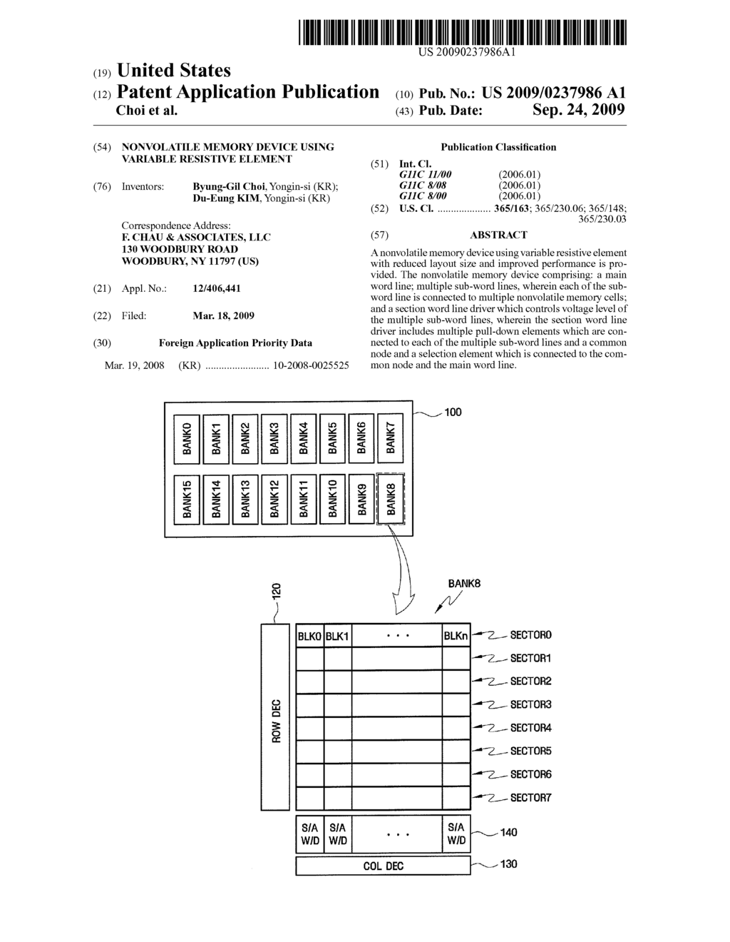 NONVOLATILE MEMORY DEVICE USING VARIABLE RESISTIVE ELEMENT - diagram, schematic, and image 01