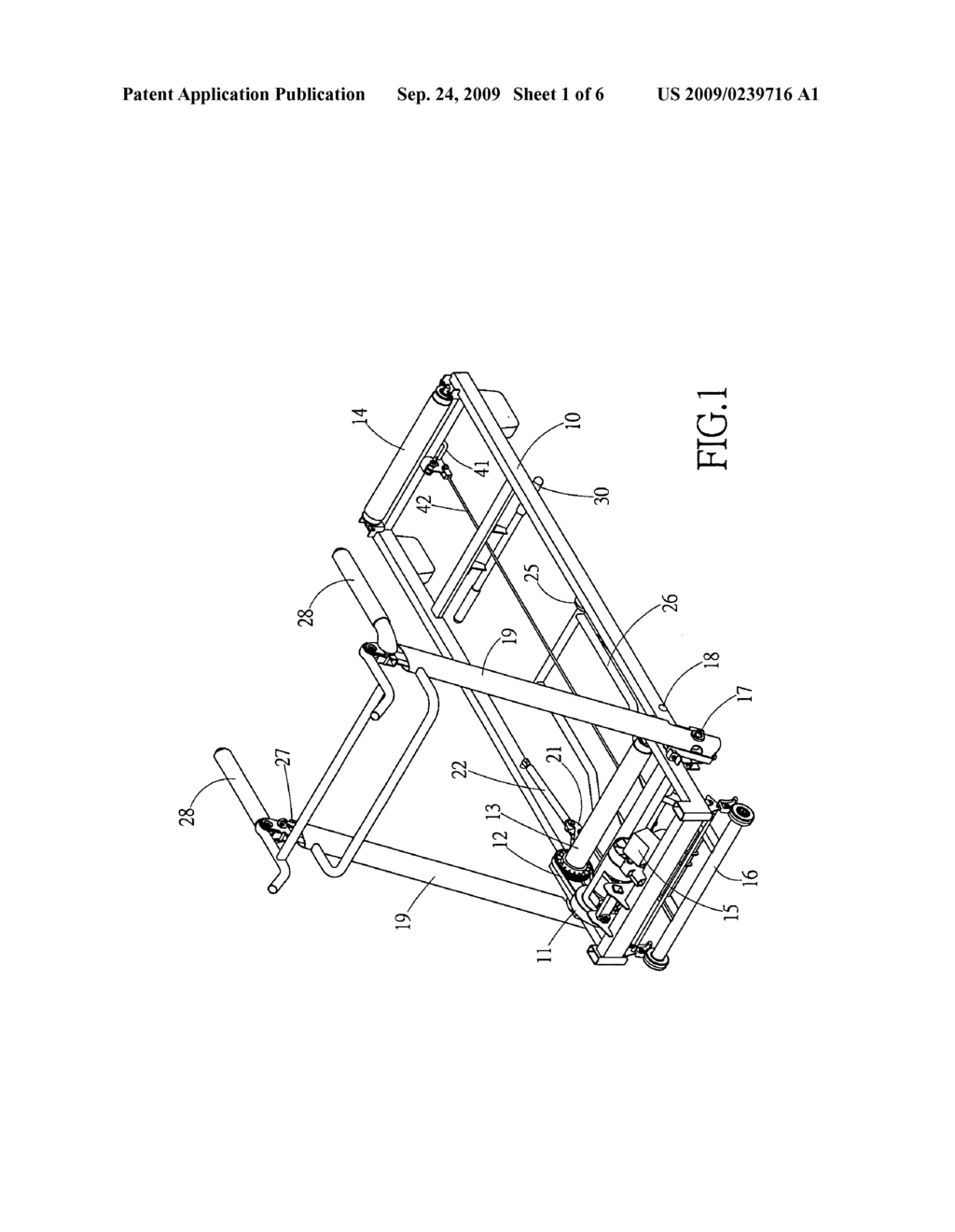 SIDE-SUPPORTING TYPE FOLDING MECHANISM FOR A TREADMILL - diagram, schematic, and image 02