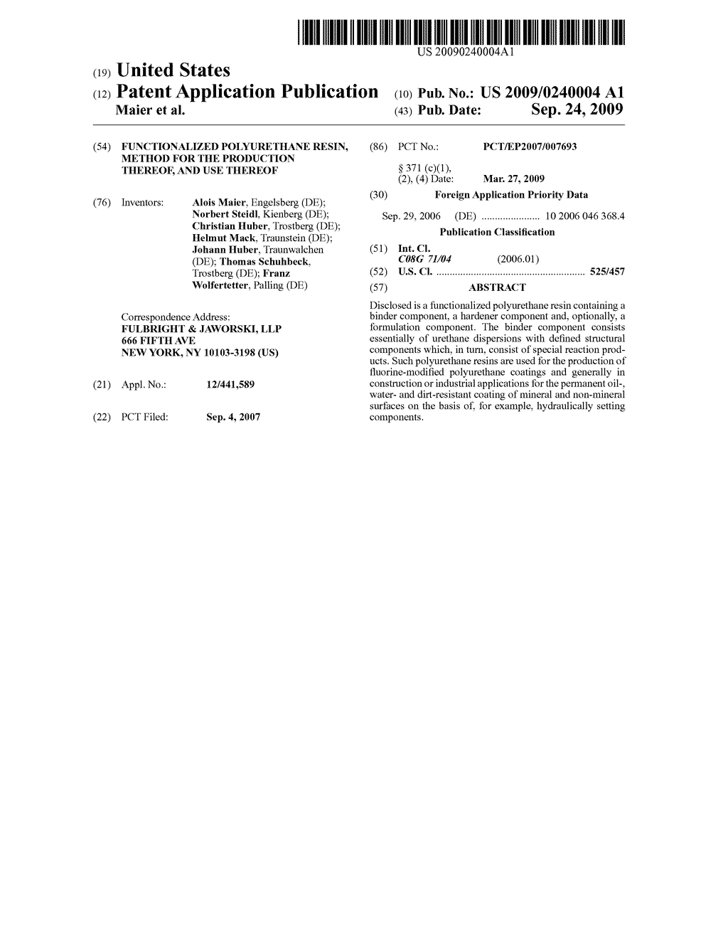 FUNCTIONALIZED POLYURETHANE RESIN, METHOD FOR THE PRODUCTION THEREOF, AND USE THEREOF - diagram, schematic, and image 01