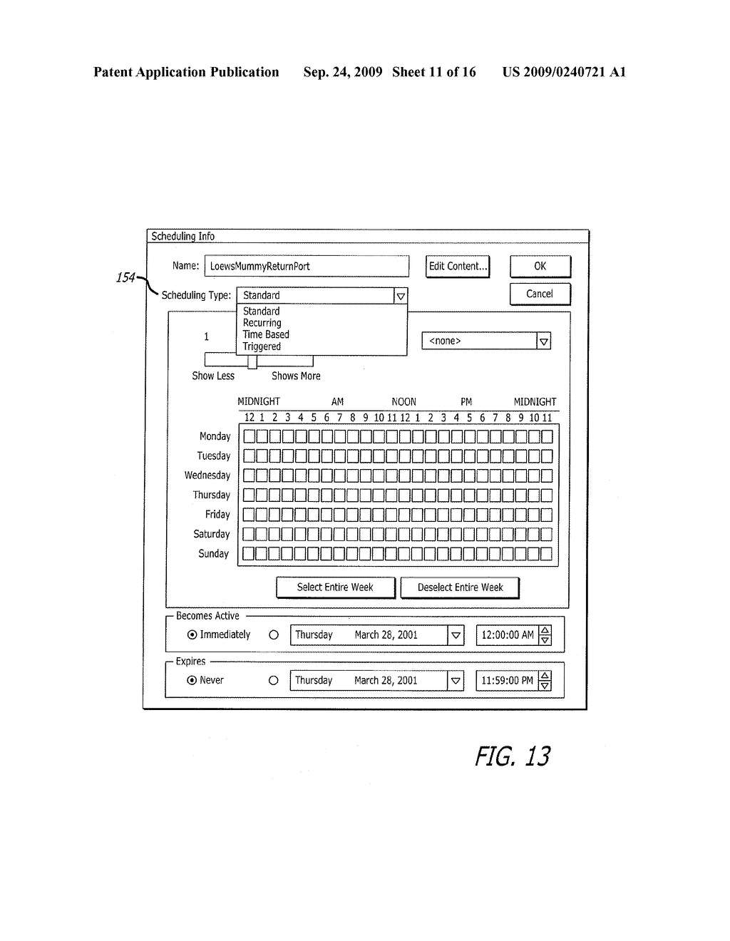 METHOD AND SYSTEM FOR ELECTRONICALLY SCHEDULING PLAYBACK OF MEDIA CONTENTS - diagram, schematic, and image 12