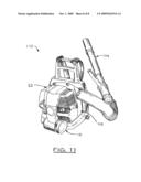 Portable gas powered internal combustion engine arrangement diagram and image