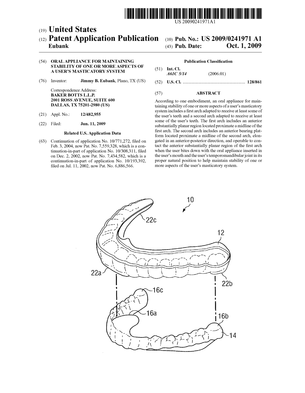 Oral Appliance for Maintaining Stability of One or More Aspects of a User's Masticatory System - diagram, schematic, and image 01