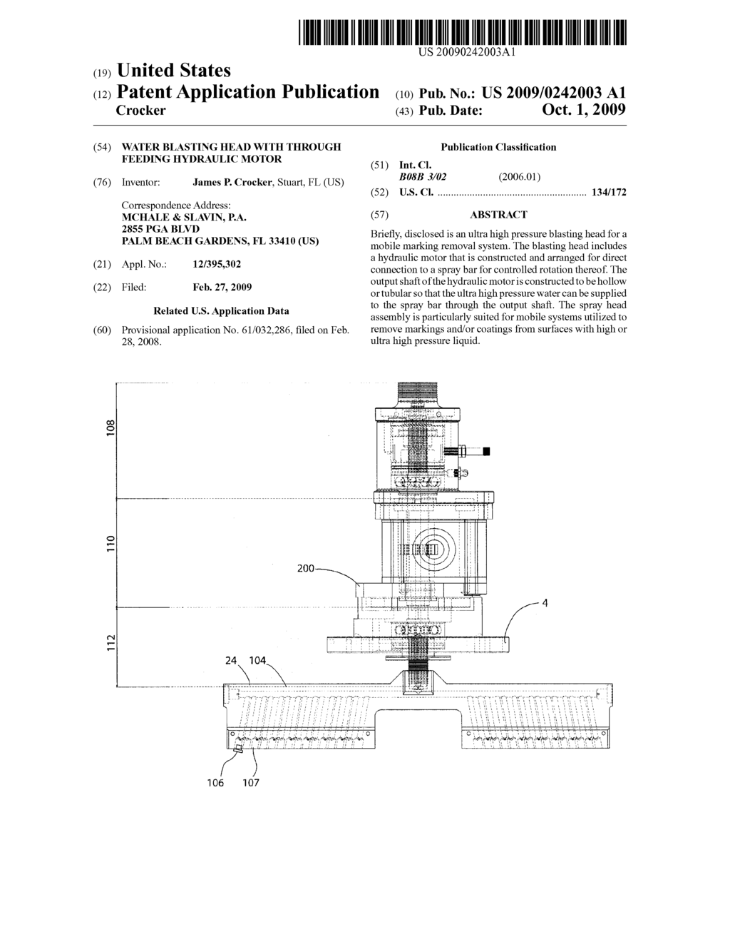 Water Blasting Head With Through Feeding Hydraulic Motor - diagram, schematic, and image 01