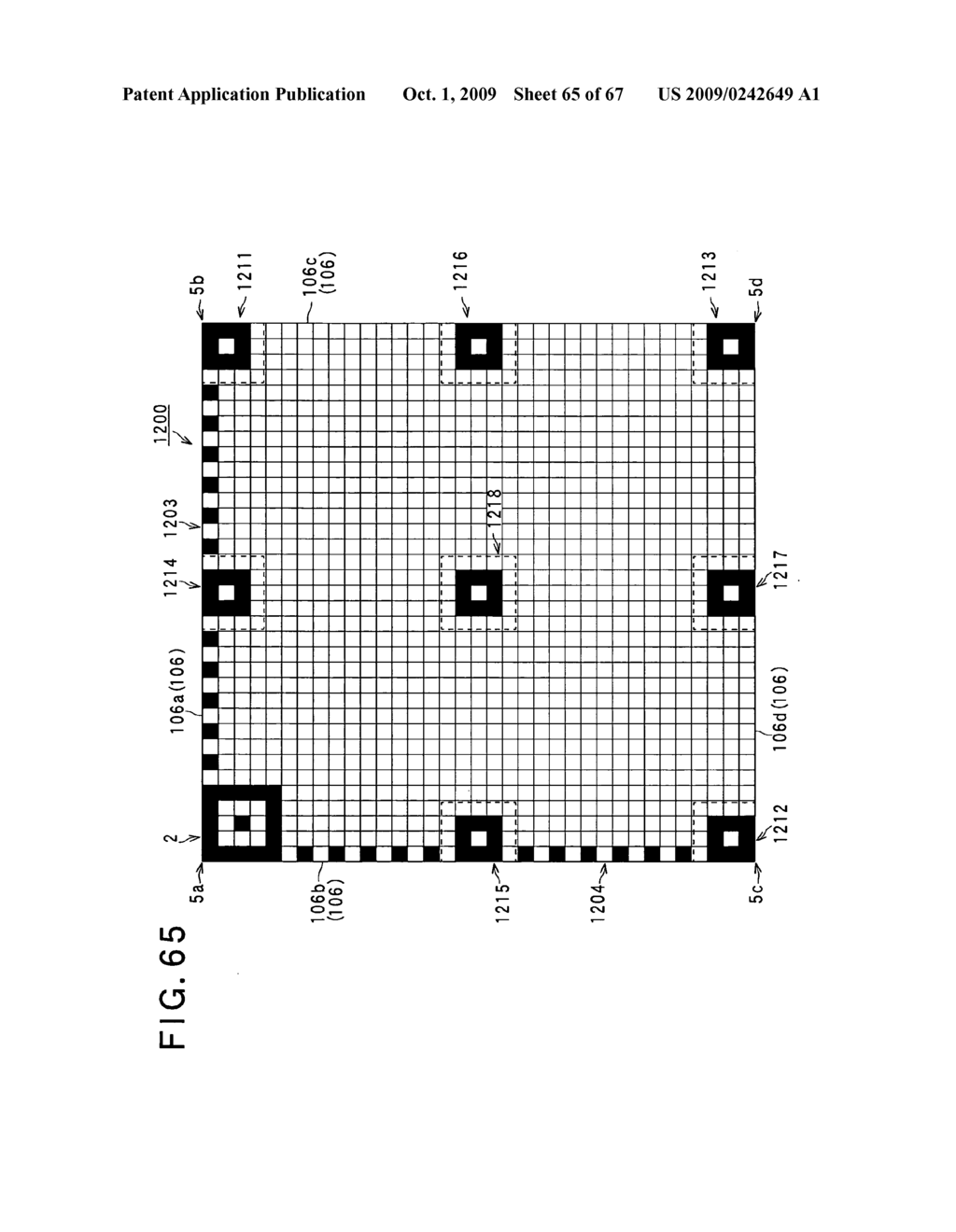 Two-dimensional code having rectangular region provided with specific patterns for specify cell positions and distinction from background - diagram, schematic, and image 66