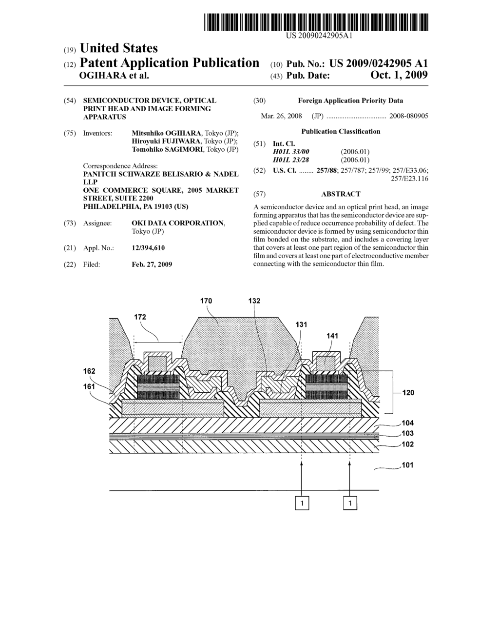 SEMICONDUCTOR DEVICE, OPTICAL PRINT HEAD AND IMAGE FORMING APPARATUS - diagram, schematic, and image 01