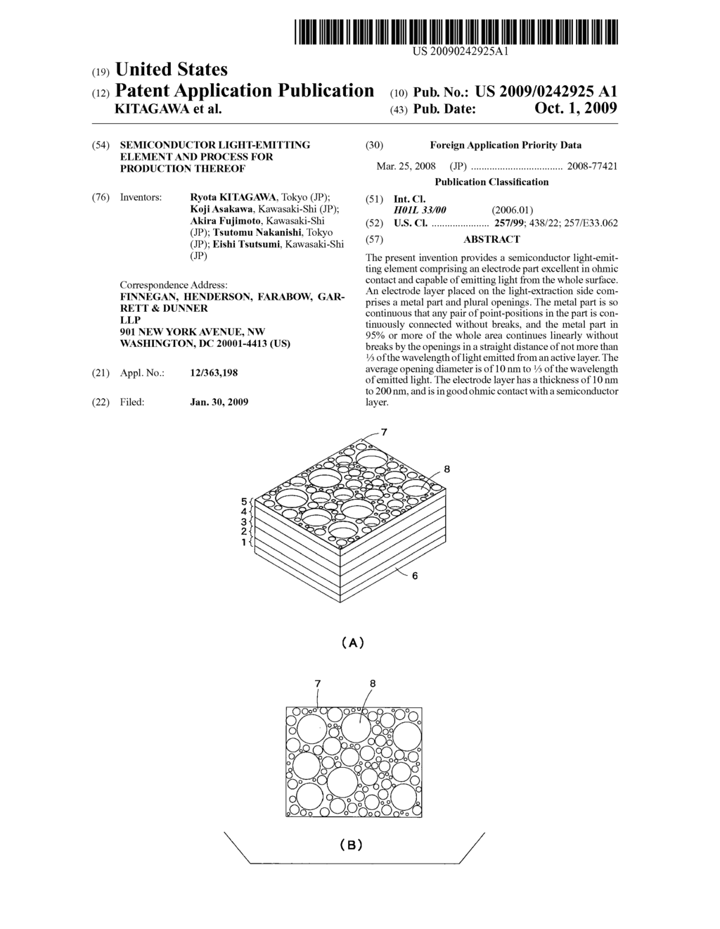 SEMICONDUCTOR LIGHT-EMITTING ELEMENT AND PROCESS FOR PRODUCTION THEREOF - diagram, schematic, and image 01