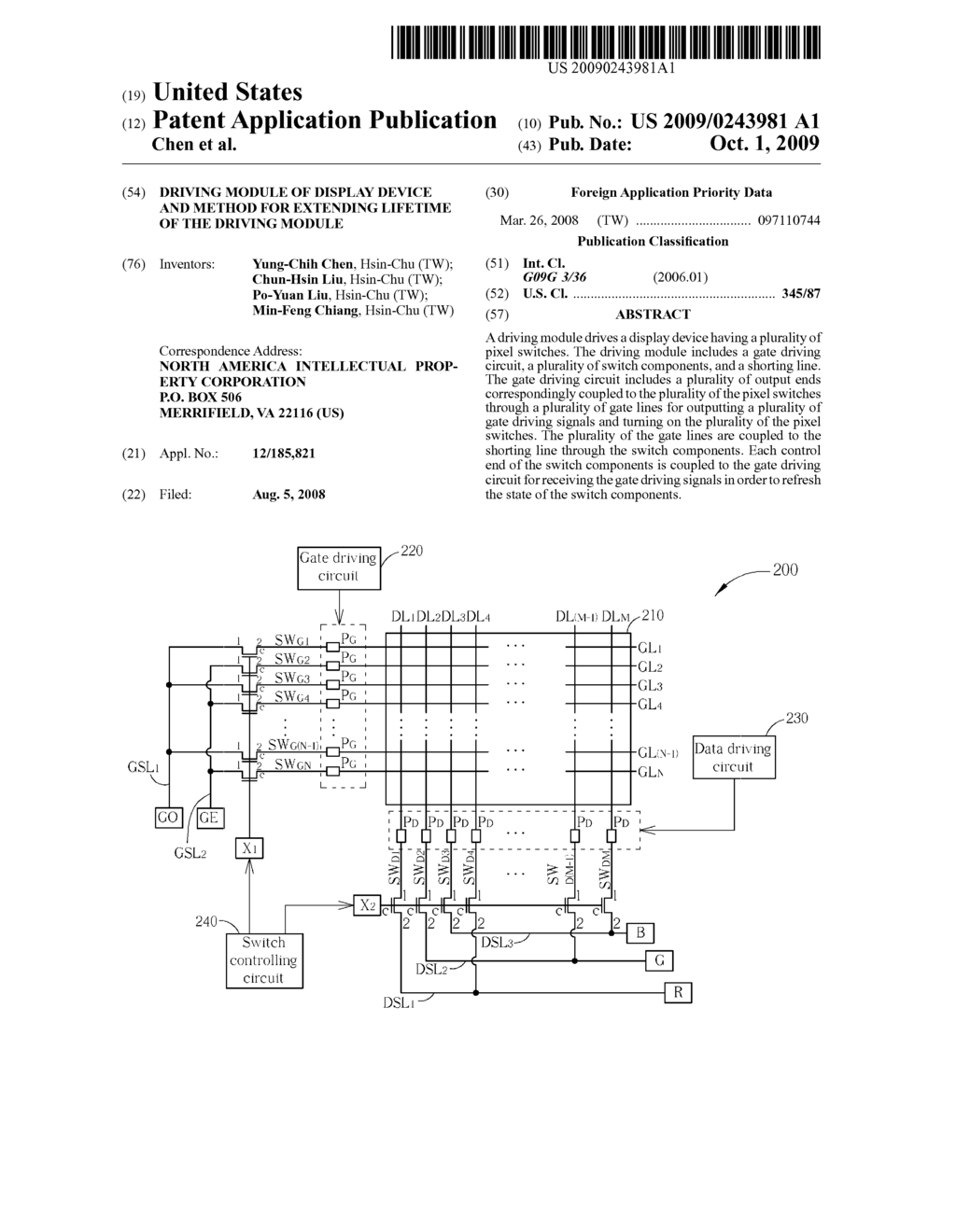 Driving module of display device and method for extending lifetime of the driving module - diagram, schematic, and image 01