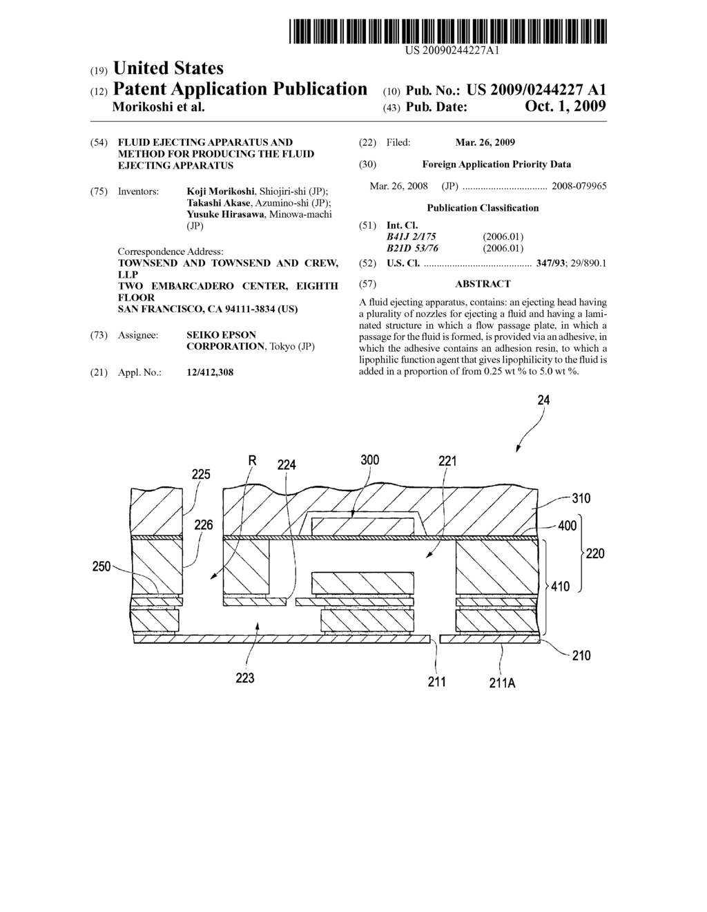 FLUID EJECTING APPARATUS AND METHOD FOR PRODUCING THE FLUID EJECTING APPARATUS - diagram, schematic, and image 01