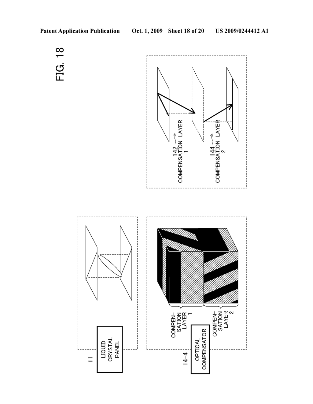 OPTICAL COMPENSATOR, LIQUID CRYSTAL DISPLAY SYSTEM, AND PROJECTION TYPE LIQUID CRYSTAL DISPLAY SYSTEM AND PRODUCTION METHOD AND ADJUSTMENT METHOD OF DISPLAY SYSTEM - diagram, schematic, and image 19
