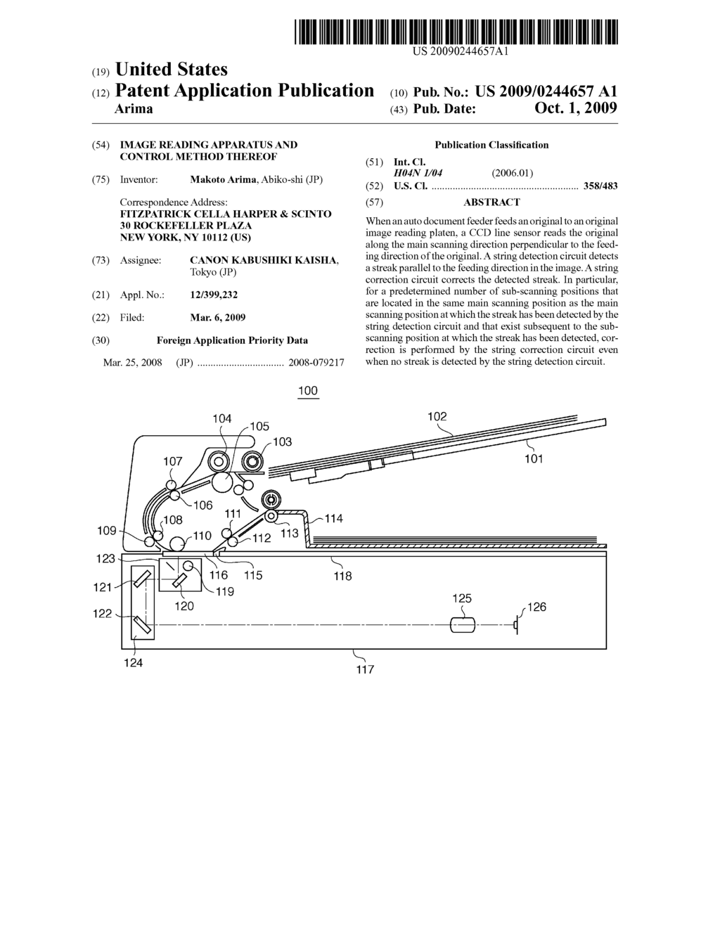 IMAGE READING APPARATUS AND CONTROL METHOD THEREOF - diagram, schematic, and image 01