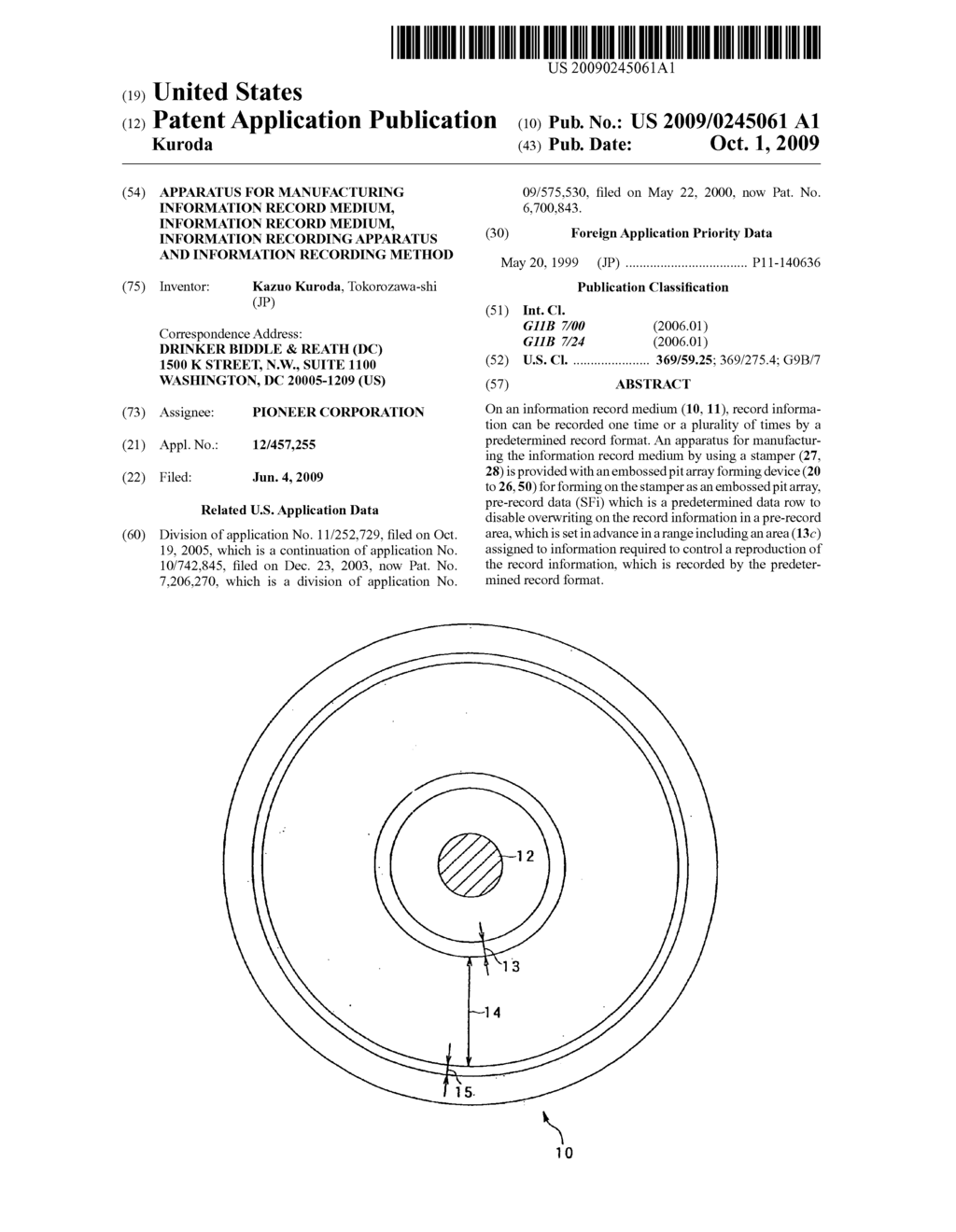 Apparatus for manufacturing information record medium, information record medium, information recording apparatus and information recording method - diagram, schematic, and image 01