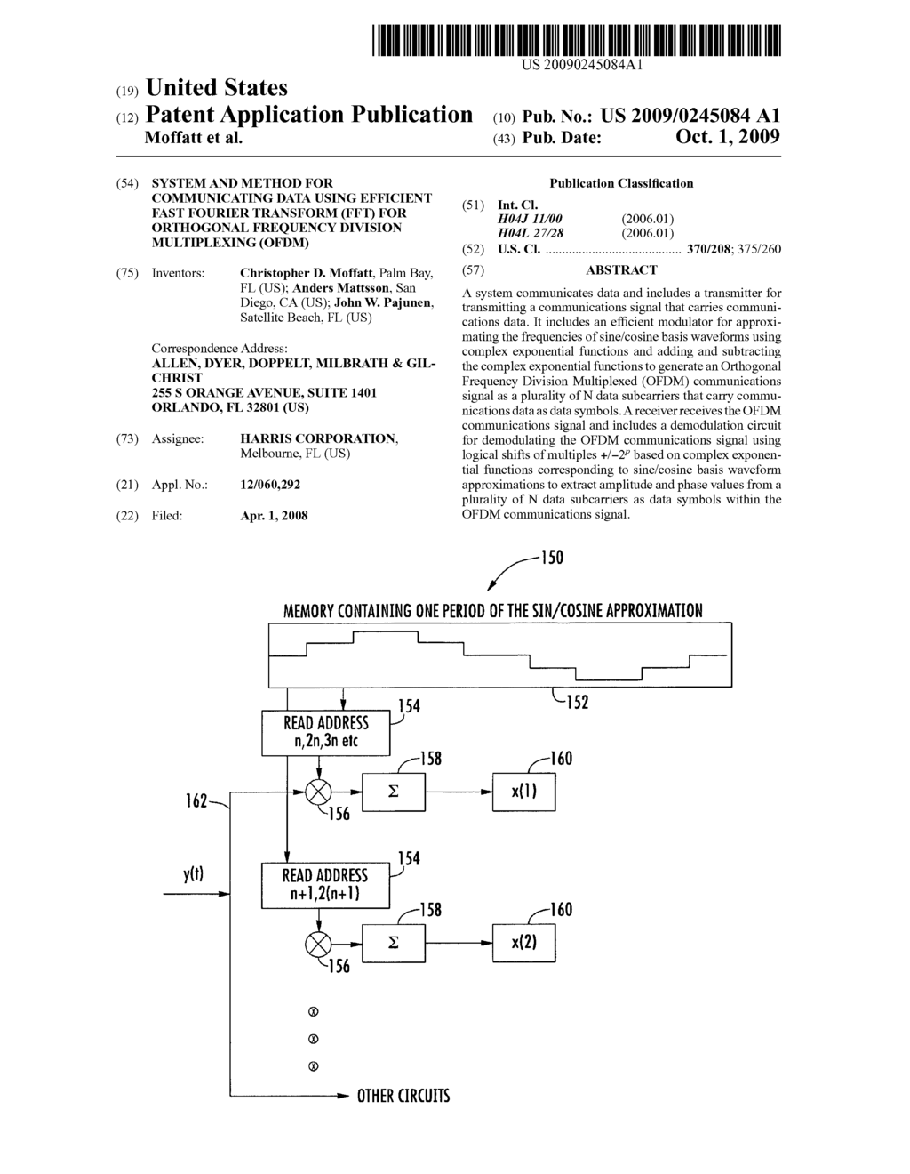 SYSTEM AND METHOD FOR COMMUNICATING DATA USING EFFICIENT FAST FOURIER TRANSFORM (FFT) FOR ORTHOGONAL FREQUENCY DIVISION MULTIPLEXING (OFDM) - diagram, schematic, and image 01