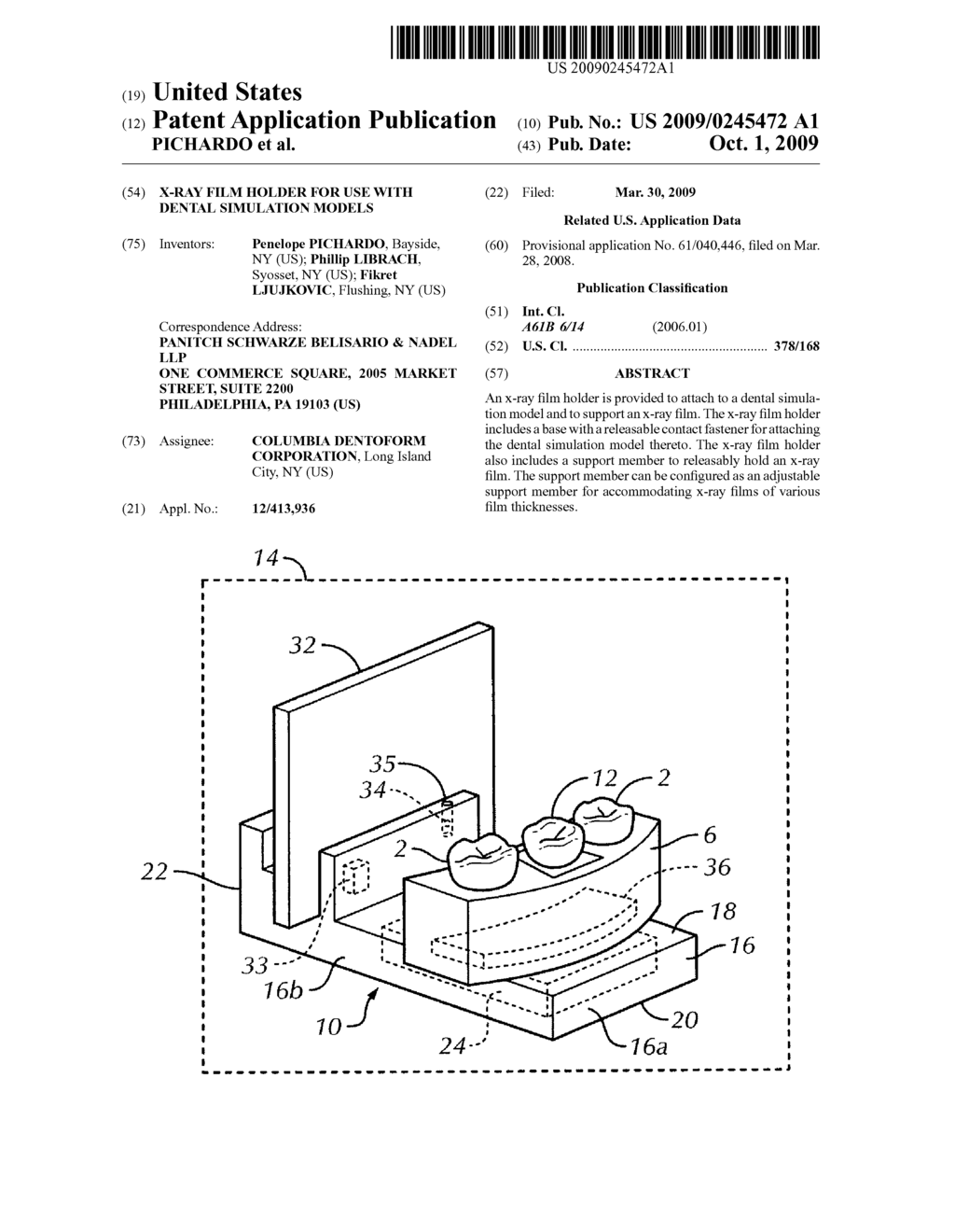 X-Ray Film Holder For Use With Dental Simulation Models - diagram, schematic, and image 01