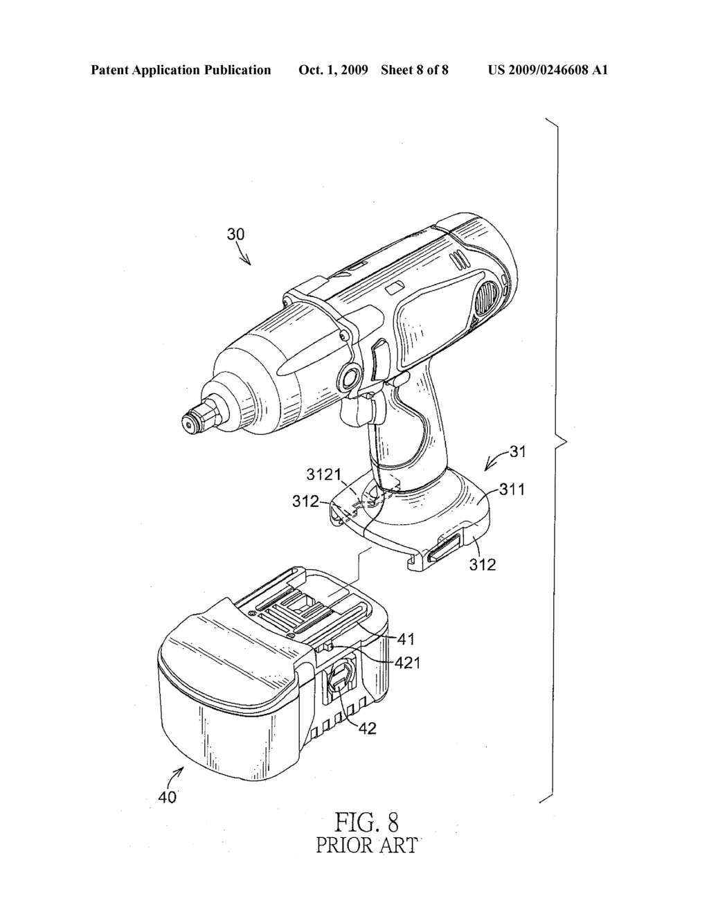 Rechargeable Electric Tool with a Battery Pack Detaching Device - diagram, schematic, and image 09