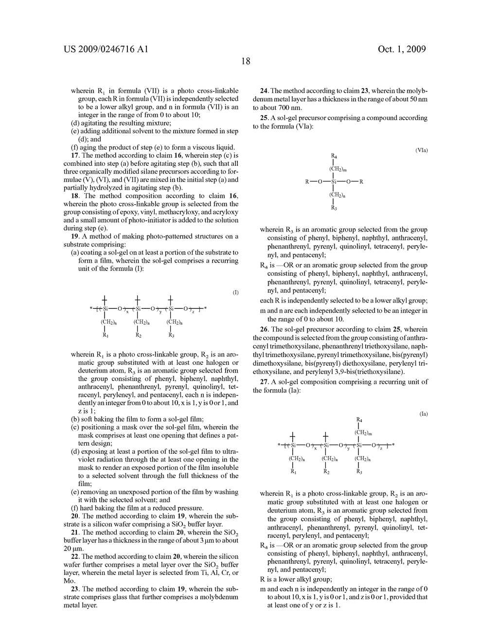 HIGH REFRACTIVE INDEX SOL-GEL COMPOSITION AND METHOD OF MAKING PHOTO-PATTERNED STRUCTURES ON A SUBSTRATE - diagram, schematic, and image 21