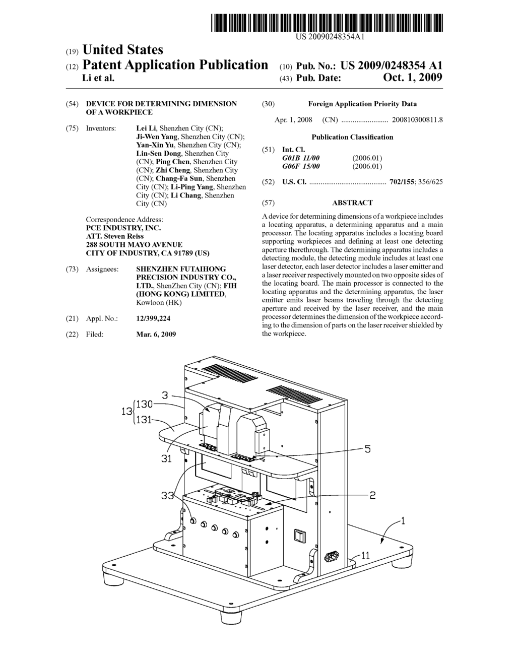 DEVICE FOR DETERMINING DIMENSION OF A WORKPIECE - diagram, schematic, and image 01