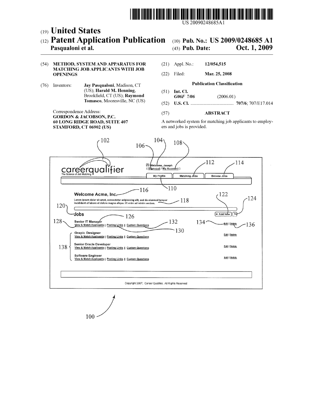 Method, System and Apparatus for Matching Job Applicants with Job Openings - diagram, schematic, and image 01