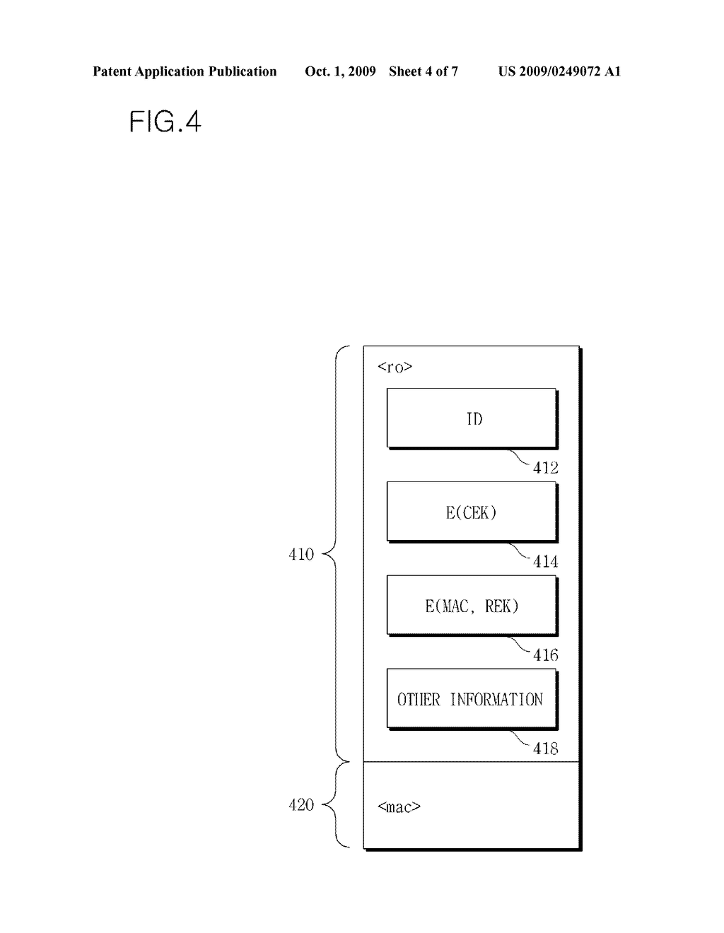 METHOD FOR GENERATING RIGHTS OBJECT AND DEVICE TO PERFORM THE METHOD, METHOD FOR TRANSMITTING RIGHTS OBJECT AND DEVICE TO PERFORM THE METHOD, AND METHOD FOR RECEIVING RIGHTS OBJECT AND DEVICE TO PERFORM THE METHOD - diagram, schematic, and image 05