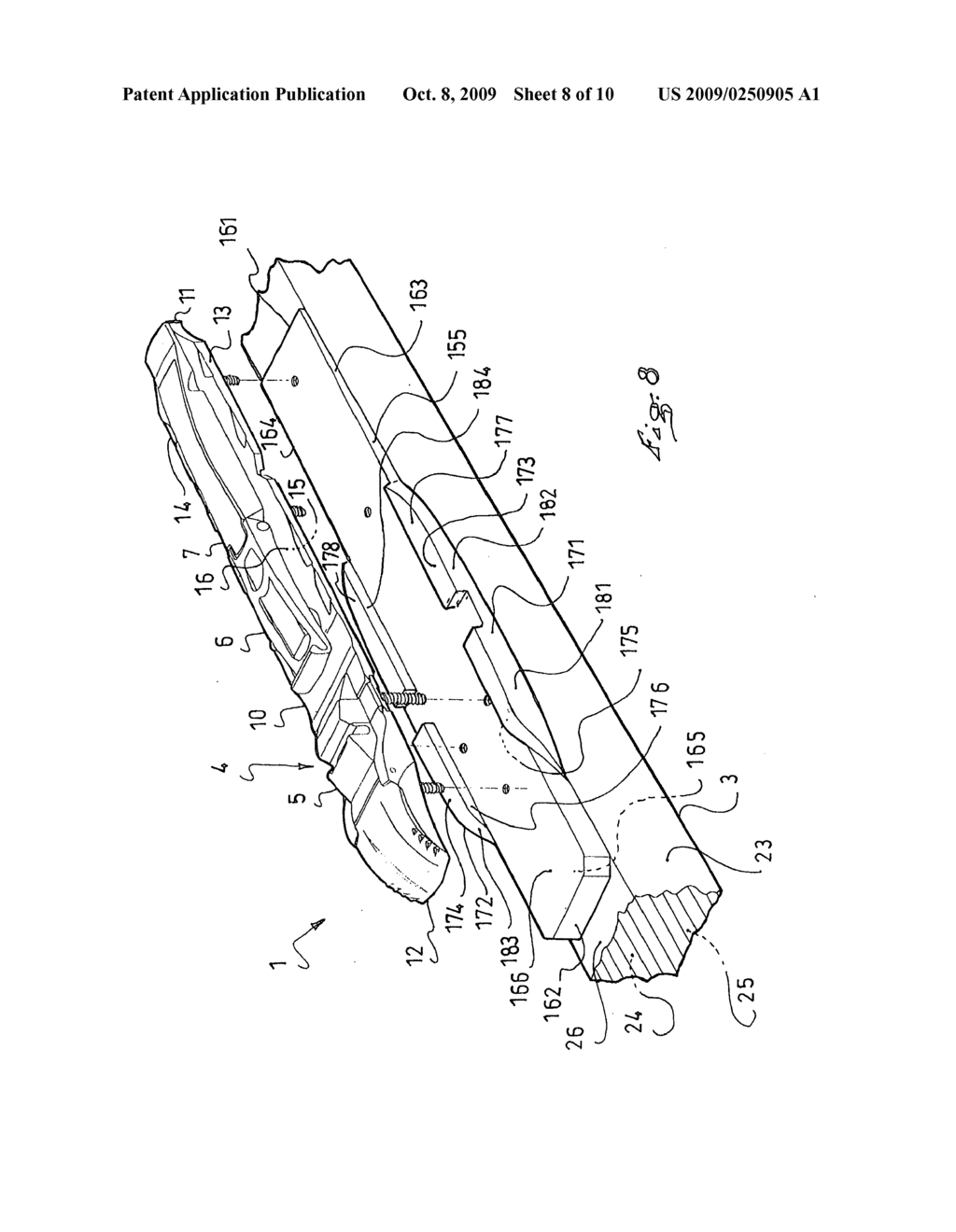 Assembly including a gliding board and a device for retaining an article of footwear - diagram, schematic, and image 09