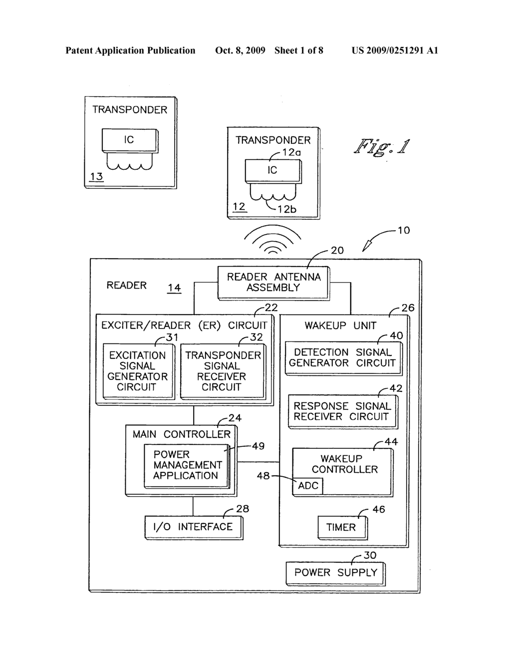 SWITCHED CAPACITANCE METHOD FOR THE DETECTION OF, AND SUBSEQUENT COMMUNICATION WITH A WIRELESS TRANSPONDER DEVICE USING A SINGLE ANTENNA - diagram, schematic, and image 02