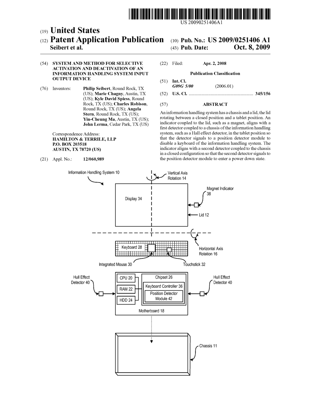 System and Method for Selective Activation and Deactivation of an Information Handling System Input Output Device - diagram, schematic, and image 01