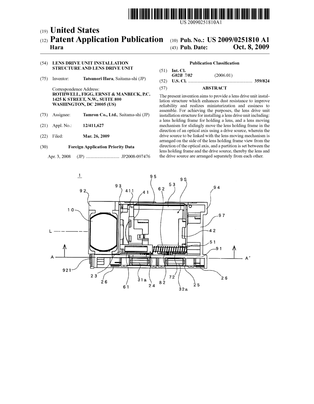 Lens Drive Unit Installation Structure and Lens Drive Unit - diagram, schematic, and image 01