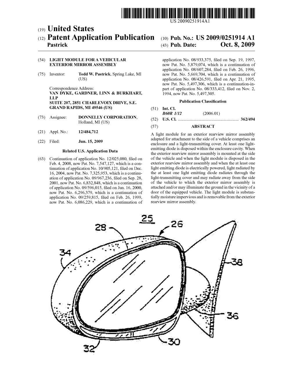 LIGHT MODULE FOR A VEHICULAR EXTERIOR MIRROR ASSEMBLY - diagram, schematic, and image 01