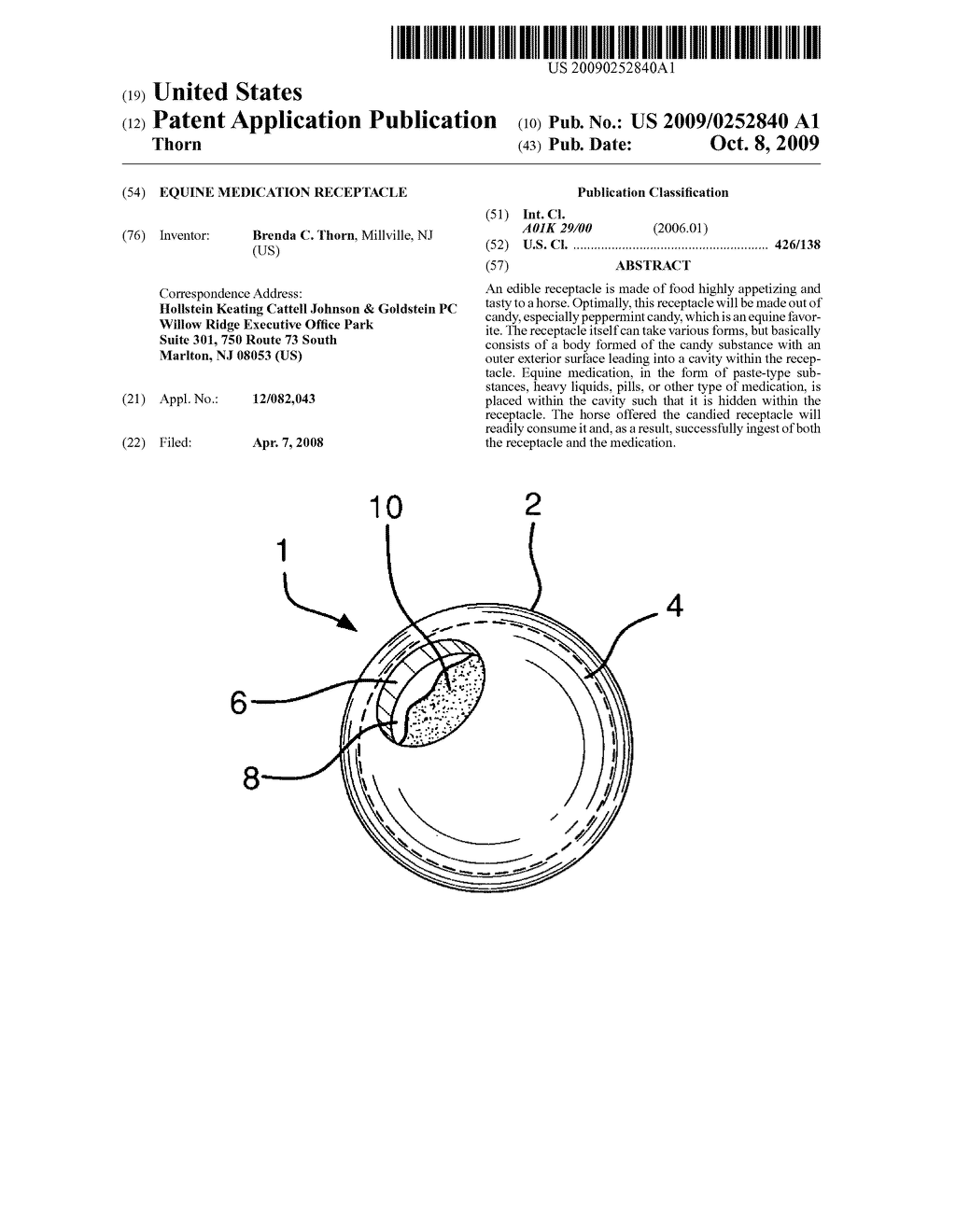 Equine medication receptacle - diagram, schematic, and image 01