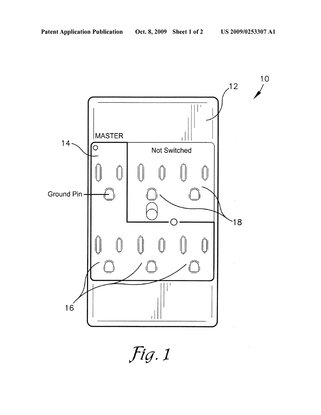 ELECTRICAL OUTLET ADAPTER WITH AUTOMATIC POWER-ON AND POWER-OFF OF PERIPHERAL OUTLETS - diagram, schematic, and image 02