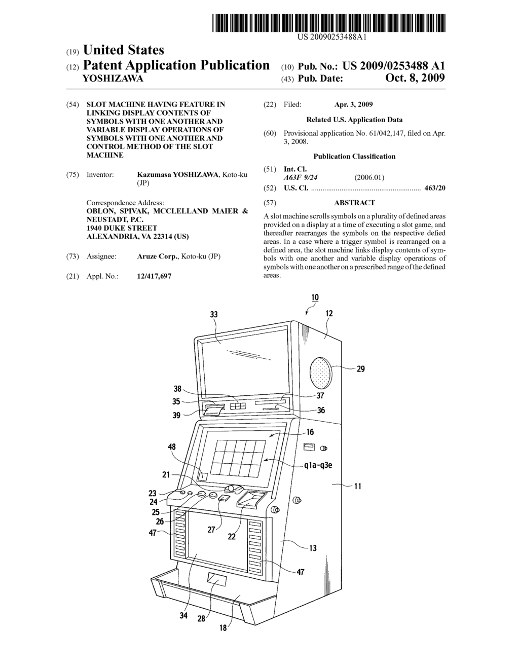 SLOT MACHINE HAVING FEATURE IN LINKING DISPLAY CONTENTS OF SYMBOLS WITH ONE ANOTHER AND VARIABLE DISPLAY OPERATIONS OF SYMBOLS WITH ONE ANOTHER AND CONTROL METHOD OF THE SLOT MACHINE - diagram, schematic, and image 01